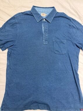 Faherty Indigo Short-Sleeve Polo with Chest Pocket